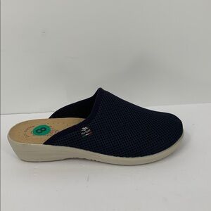 Fly Flot Anoia mesh clog mule slide shoe wedge platform navy blue Italy 39 8